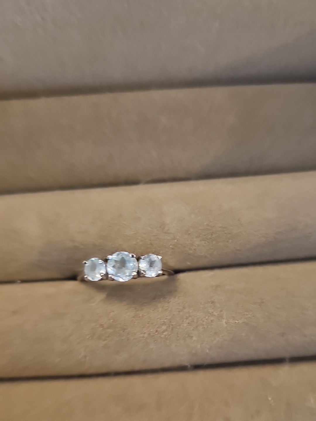 Three-Stone Aquamarine Ring In Light Blue - Women Jewelry
